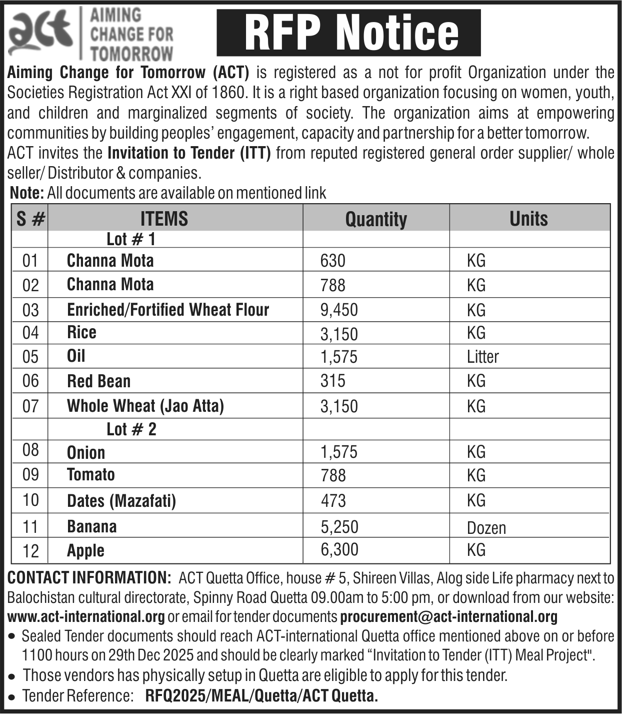 Meal Tender Advertisement - ACT Pakistan